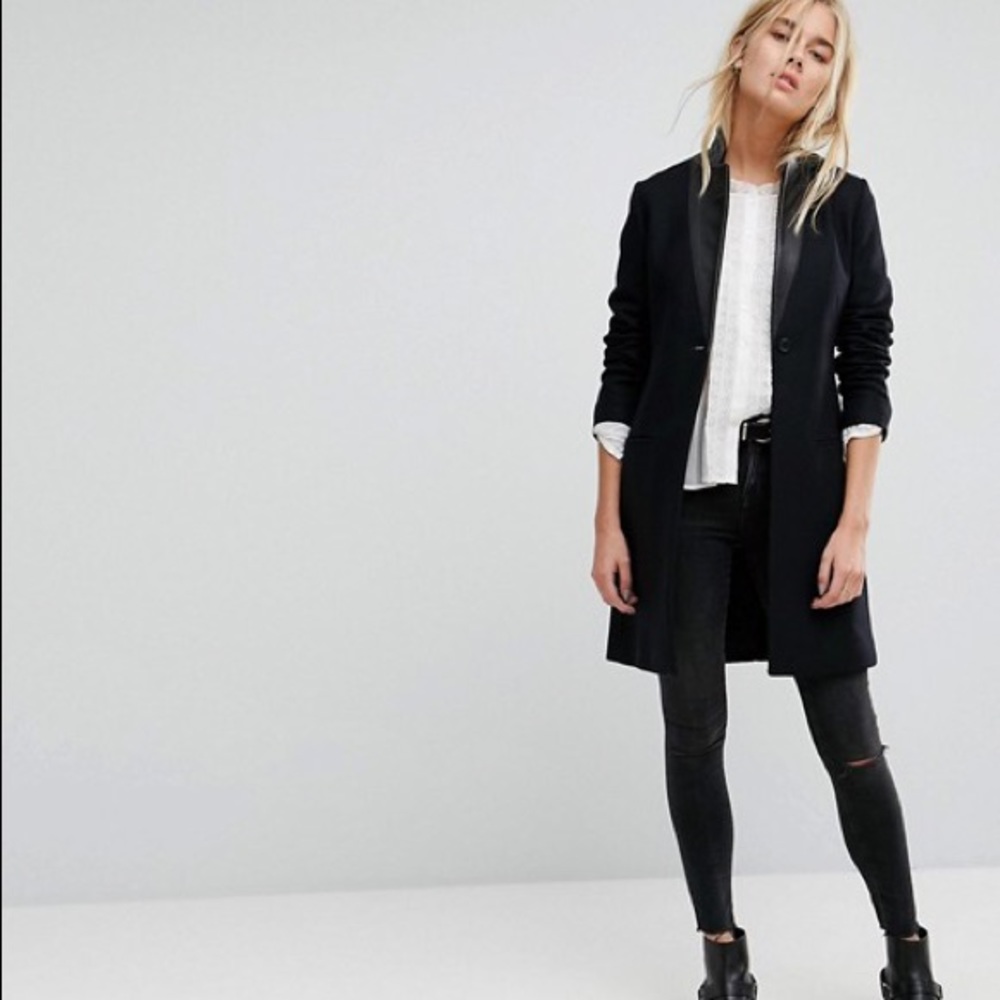 All saints black Leni coat